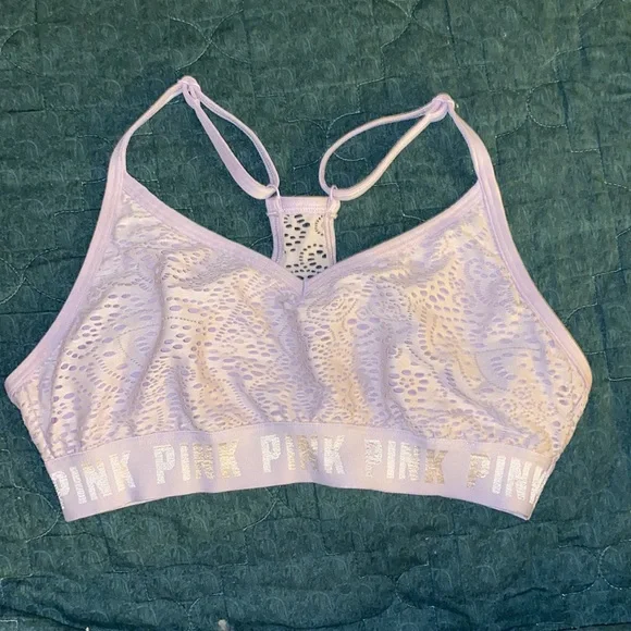 Victoria’s Secret Pink Sport juniors Lavender racer back wire free bra sz small - Picture 2 of 6